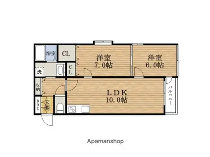 NAMBAパークハウス(2LDK/6階)の間取り写真