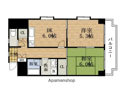カサパルコ敷津(2DK/2階)の間取り写真
