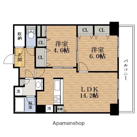 ESLEAD長堀タワー(2LDK/15階)の間取り写真