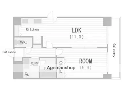 アーバンフラッツ中之島(1LDK/4階)の間取り写真