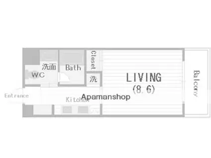 グランツNISHIOHASHI(1K/8階)の間取り写真