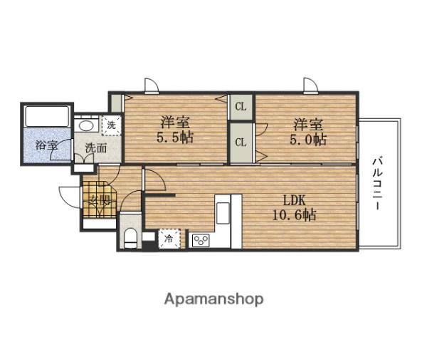 PRESSANCE松屋町駅前デュオ(2LDK/8階)の間取り写真