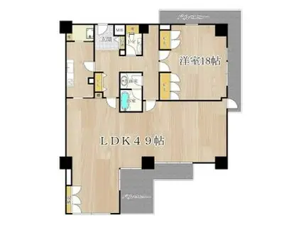 ザ・グランドビュー・オオサカ(1LDK/18階)の間取り写真