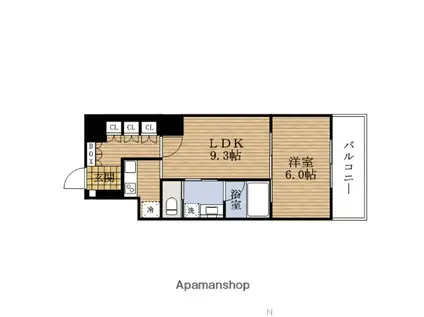 LEGAL四ツ橋立売堀Ⅱ(1LDK/2階)の間取り写真