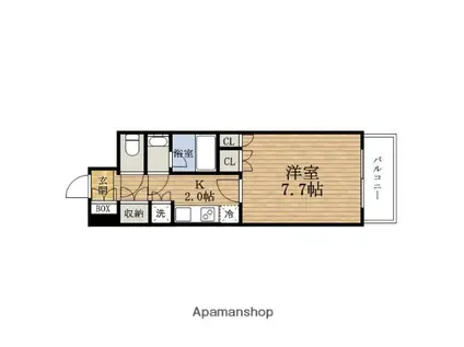 アンビエンテYOTUBASHI(1K/7階)の間取り写真