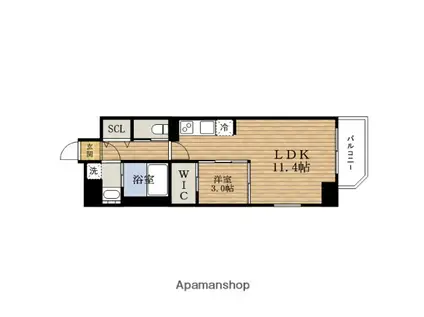ラフォルムHOMMACHIウエスト(1LDK/3階)の間取り写真