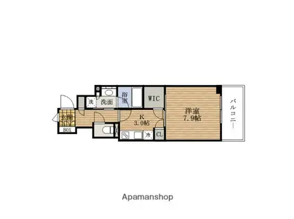パークアクシス うつぼ公園(1K/6階)の間取り写真