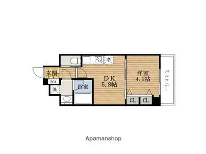スプランディッド安土町(1DK/7階)の間取り写真