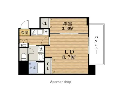 VILLASERENO玉造本町(1LDK/6階)の間取り写真