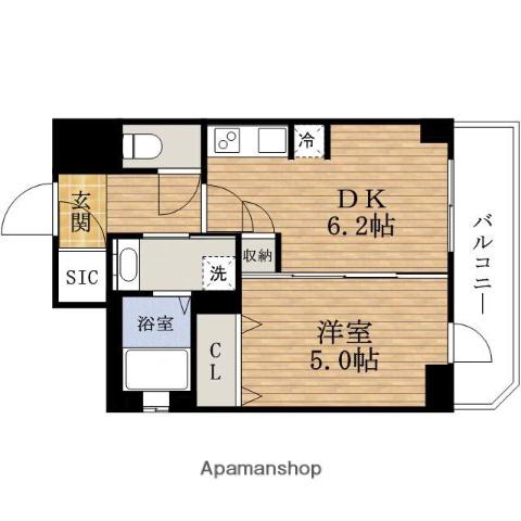 エステムコート北堀江Ⅱ(1DK/6階)の間取り写真