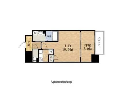 ブリリアントジュネスHOMMACHI(1LDK/5階)の間取り写真