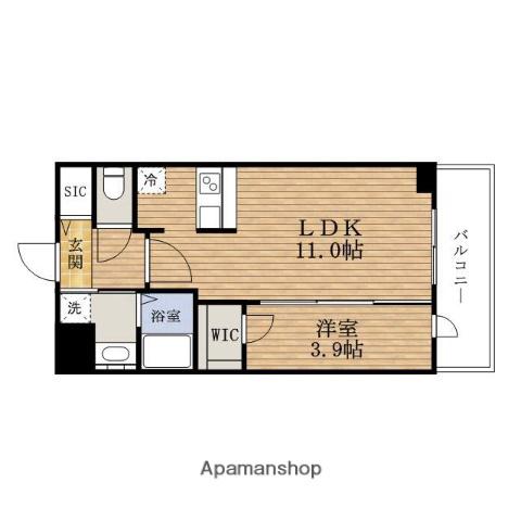 PRESSANCE京町堀(1LDK/3階)の間取り写真