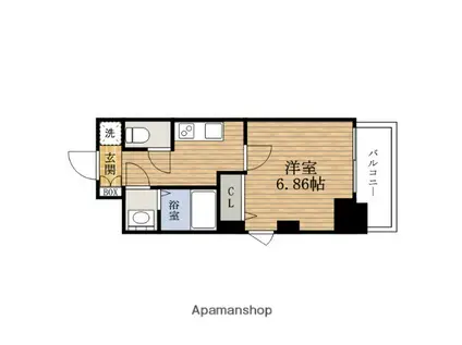 フォーリアライズ難波シエロ(1K/2階)の間取り写真