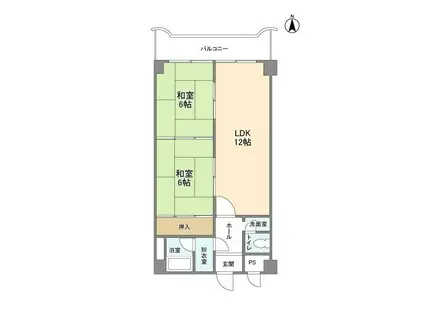 北畠西清川ビル(2LDK/4階)の間取り写真