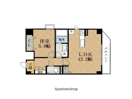 ゼクス九条(1LDK/4階)の間取り写真