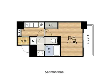 アドバンス上町台シュタット(1K/8階)の間取り写真