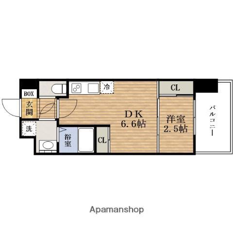 セレニテAWAZAミラク(1DK/13階)の間取り写真