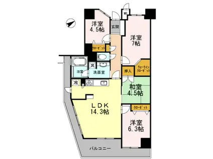 カスタリア阿倍野(4LDK/6階)の間取り写真