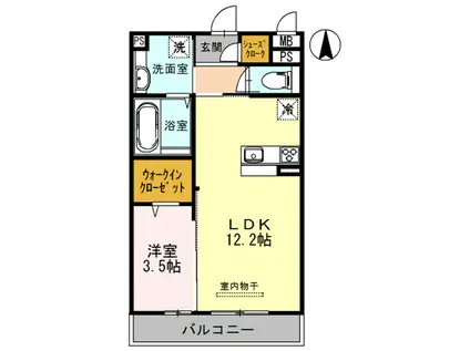 ディアコート(1LDK/3階)の間取り写真