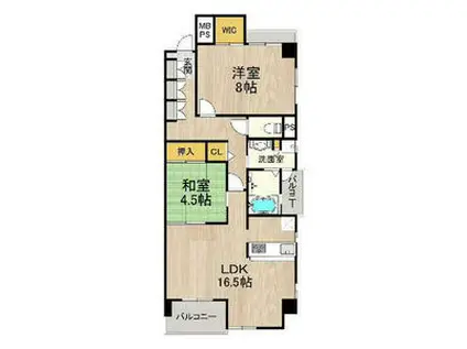 シャーメゾン白鷺(2LDK/8階)の間取り写真