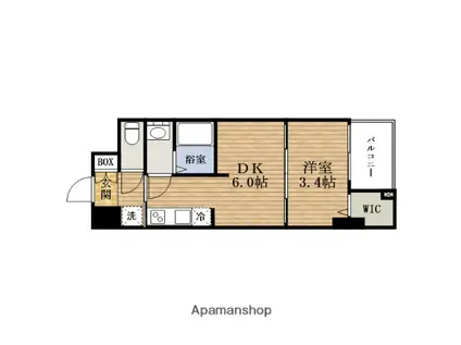 WORVE大阪本町(1DK/9階)の間取り写真