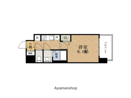 PRESSANCE東小橋エレディータ(1K/6階)の間取り写真