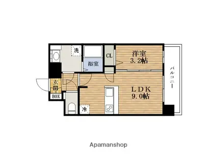 PRESSANCE緑橋ソレアス(1LDK/14階)の間取り写真