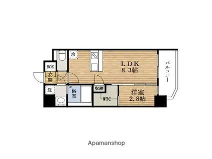 SERENITE夕陽丘エクラ(1LDK/2階)の間取り写真