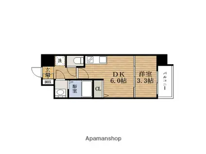ブランシエスタMORINOMIYA(1DK/11階)の間取り写真
