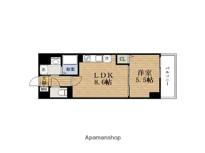リアライズ今里南(1LDK/6階)の間取り写真