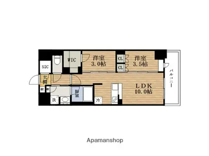 COMFORIA LIV博労町一丁目Q(2LDK/3階)の間取り写真
