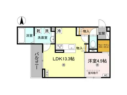 パサログランデ背戸口(1LDK/3階)の間取り写真