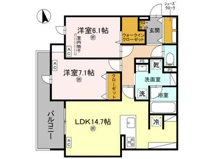スペチアーレ杭全(2LDK/2階)の間取り写真