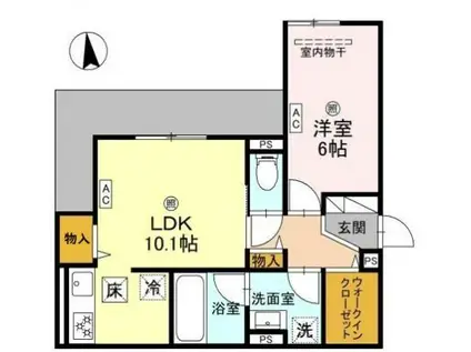 クレスト平野南(1LDK/1階)の間取り写真