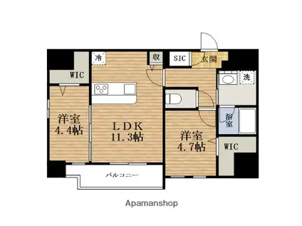スプランディッドX(2LDK/10階)の間取り写真