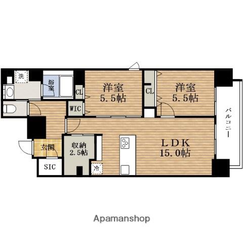 セイワパレスHOMMACHIHIGASHI(2LDK/13階)の間取り写真