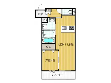 カーサカルド(1LDK/2階)の間取り写真
