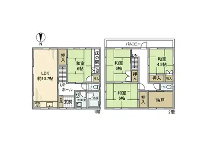 京阪電気鉄道京阪線 京橋駅(大阪) 徒歩7分 2階建 築47年(4LDK)の間取り写真