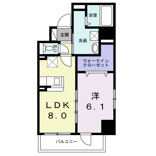 サニーレジデンス吉野Ⅱ(1LDK/5階)の間取り写真