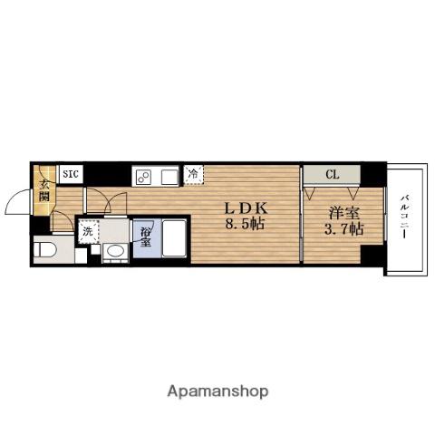 URBANEX谷町四丁目(1LDK/3階)の間取り写真