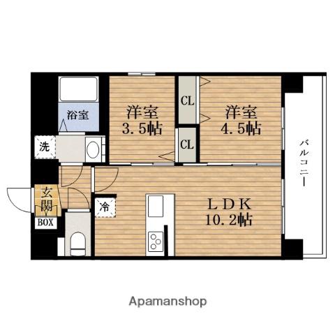 プレリスAWAZAブルーム(2LDK/13階)の間取り写真