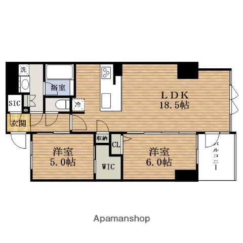 エスレジデンスTANIMACHIROKUCHOME ALO(2LDK/10階)の間取り写真