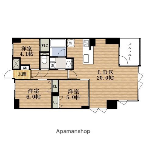 エスレジデンスTANIMACHIROKUCHOME ALO(3LDK/10階)の間取り写真