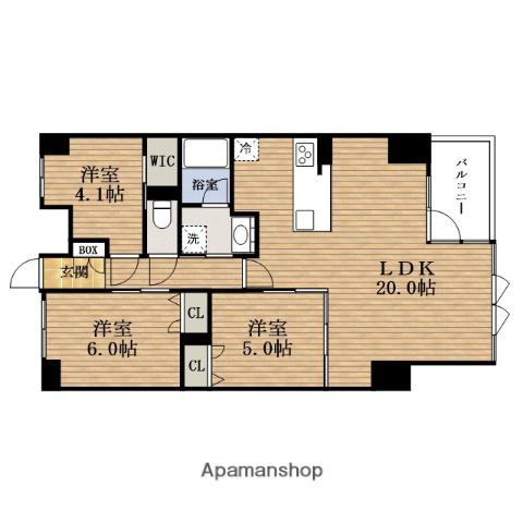 エスレジデンスTANIMACHIROKUCHOME ALO(3LDK/2階)の間取り写真