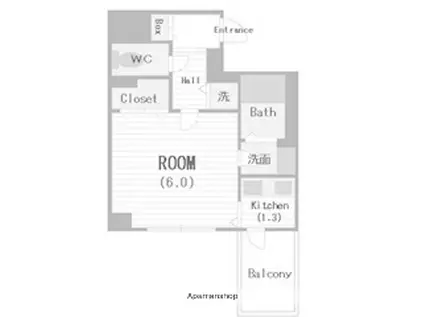 プレサンス難波南アーバニッシュ(1K/2階)の間取り写真