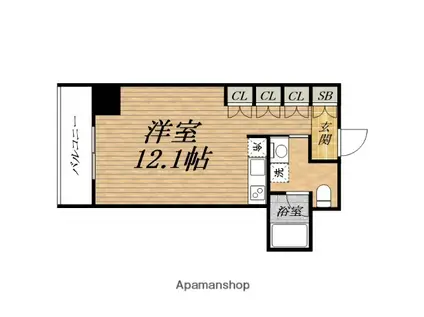 アーデンタワー南堀江(ワンルーム/13階)の間取り写真