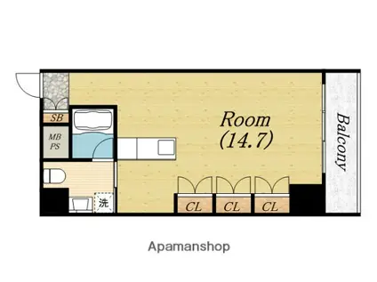 アーデンタワー南堀江(ワンルーム/9階)の間取り写真