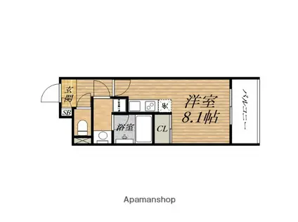 アスヴェル心斎橋東Ⅱ(1K/4階)の間取り写真