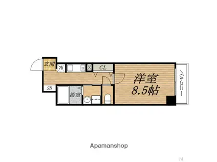 アスティオン大手通(1K/10階)の間取り写真