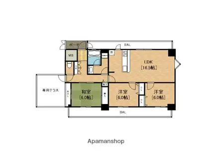 エルセレーノ九条(1LDK/8階)の間取り写真